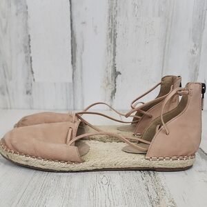 Eileen Fisher Honey Pink Laceup Espadrille Flats Size 8.5 FLAWS